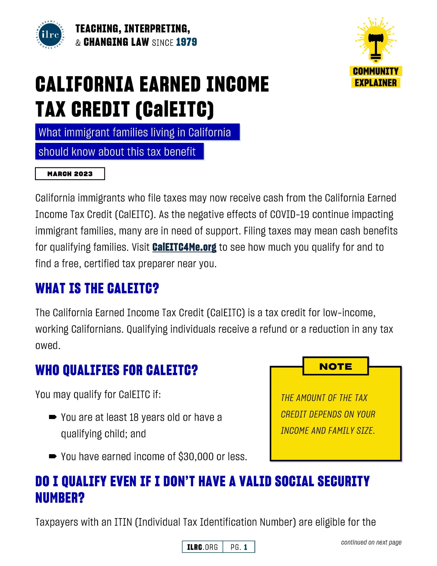 California Earned Tax Credit (CalEITC) Frequently Asked